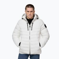 Kurtka zimowa męska Pitbull Crestline Padded Hooded. Białe kurtki męskie PITBULL, na zimę, l, bez wzorów, z nylonu, sportowe, bez kaptura. Za 489.99 zł.