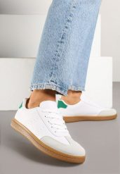 Białe Sneakersy Tenisówki Ozdobione Perforacją Reissara. Białe obuwie sportowe damskie Renee, na lato, bez wzorów, z jeansu, bez zapięcia, tenisowe. Za 79.99 zł.