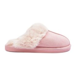 Damskie Papcie Klapki z Futerkiem Różowe Pinky. Czerwone klapki damskie na zimę, bez wzorów, bez obcasa, bez zapięcia. Za 118.34 zł.