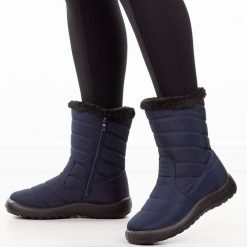 Granatowe zimowe wodoodporne śniegowce damskie Jezzi 74839-2. Niebieskie śniegowce damskie Jezzi, z jeansu, bez zapięcia. Za 149.00 zł.