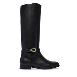 Oficerki LAUREN RALPH LAUREN. Czarne kozaki damskie Lauren Ralph Lauren, bez wzorów, bez obcasa, na płaskiej podeszwie, bez zapięcia. Za 1,299.00 zł.
