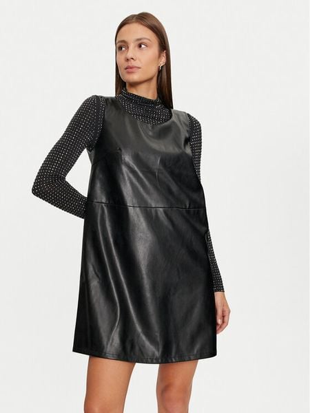 Vila Sukienka z imitacji skóry Dede 14099817 Czarny Slim Fit. Czarne sukienki damskie Vila, bez wzorów, ze skóry, bez kołnierzyka, bez ramiączek. Za 129.99 zł.