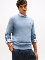 Tommy Hilfiger Sweter z dodatkiem kaszmiru Mężczyźni Bawełna niebieski, M. Niebieskie swetry męskie Tommy Hilfiger, m, bez wzorów, z bawełny, bez kołnierzyka, bez ramiączek. Za 489.95 zł.