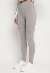 Jasnoszare Legginsy z Modelującymi Przeszyciami Selettia. Szare legginsy damskie Born2be, bez wzorów, z jeansu. Za 49.99 zł.