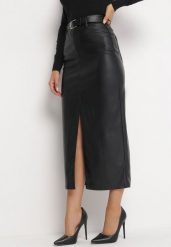 Czarna Spódnica Maxi z Ekoskóry i Paskiem Jile. Czarne spódnice damskie Born2be, l, z aplikacjami, z podwyższonym stanem, maxi, ołówkowe. Za 159.99 zł.