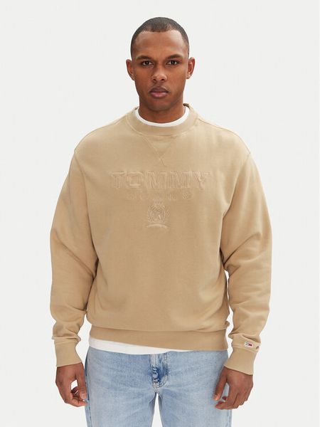 Tommy Jeans Bluza Varsity DM0DM20827 Beżowy Relaxed Fit. Brązowe bluzy męskie Tommy Jeans, m, bez wzorów, z bawełny, bez ramiączek, bez kaptura. Za 229.99 zł.