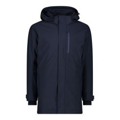 Parka softshell CMP. Niebieskie bluzy męskie CMP, bez wzorów, z softshellu, sportowe, bez ramiączek, bez kaptura. Za 710.50 zł.