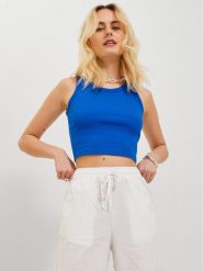JJXX Top Fallon 12200401 Granatowy Slim Fit. Niebieskie topy damskie JJXX, xl, bez wzorów, z bawełny, bez kołnierzyka, bez ramiączek. Za 49.99 zł.
