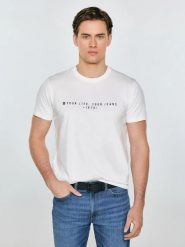 Koszulka męska z nadrukiem biała Oliver 100. Białe t-shirty męskie BIG STAR, l, bez wzorów, z bawełny, bez kołnierzyka, bez ramiączek. Za 99.99 zł.