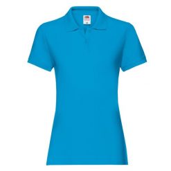 Damska Koszulka Polo Premium Plain. Niebieskie koszulki sportowe damskie fruit of the loom, l, bez wzorów, bez ramiączek. Za 55.99 zł.