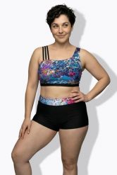 Damskie Bikini połyskujący nadruk miękkie miseczki trzy ramiączka. Niebieskie stroje kąpielowe damskie Ulla Popken, plus size, bez wzorów, z elastanu. Za 191.99 zł.