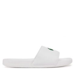 Klapki Lacoste. Białe klapki męskie Lacoste, bez wzorów, bez zapięcia. Za 119.99 zł.