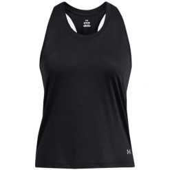 Tank top do biegania damski Under Armour Launch Singlet. Czarne topy damskie Under Armour, l, bez wzorów, sportowe, bez kołnierzyka, bez ramiączek. Za 89.99 zł.