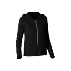 Bluza na zamek z kapturem Gym & Pilates 100 damska. Czarne bluzy damskie DOMYOS, xl, bez wzorów, z bawełny, bez ramiączek, z kapturem. Za 59.99 zł.