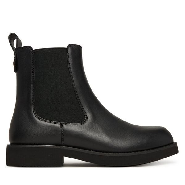 Sztyblety BOSS. Czarne botki damskie Boss, bez wzorów, bez obcasa, na płaskiej podeszwie, bez zapięcia. Za 669.99 zł.