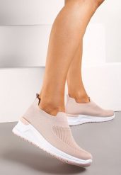 Różowe Casualowe Buty Sportowe na Platformie bez Zapięcia Winulla. Czerwone obuwie sportowe damskie Renee, na lato, bez wzorów, z materiału, z okrągłym noskiem, bez zapięcia. Za 49.99 zł.