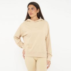 Unisex Bluza z kapturem F BOXY beżowa. Brązowe bluzy damskie Legea, s, bez wzorów, z bawełny, bez ramiączek, z kapturem. Za 96.00 zł.
