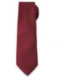 Stylowy Krawat Męski w Granatowe Groszki, Kropki - 6 cm - Alties, Bordowy. Czerwone krawaty i muchy Alties, bez wzorów, z tkaniny, eleganckie. Za 49.00 zł.