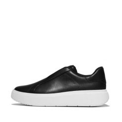 Damskie skórzane trampki bez sznurowadeł FitFlop Rtg. Czarne trampki i tenisówki damskie FIT FLOP, bez wzorów, z materiału, bez zapięcia. Za 507.50 zł.