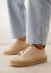 Ciemnobeżowe Basicowe Trampki z Podeszwą ze Żłobieniami Laurinatea. Brązowe trampki i tenisówki damskie Born2be, bez wzorów, z jeansu, bez zapięcia. Za 69.99 zł.