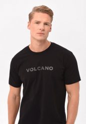 Czarna koszulka, Comfort Fit, T-BRAND. Czarne t-shirty męskie Volcano, l, bez wzorów, z bawełny, bez kołnierzyka, bez ramiączek. Za 69.99 zł.