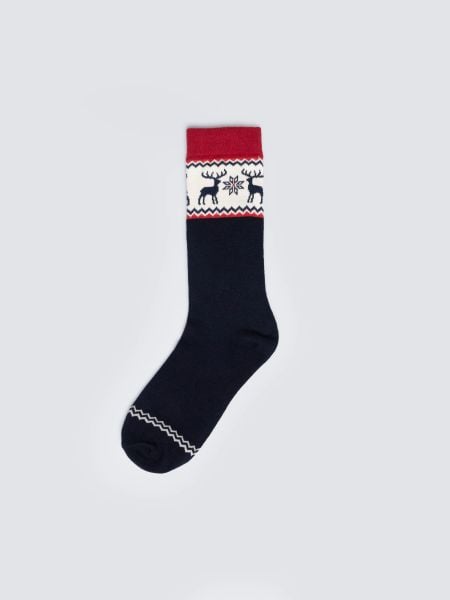 Skarpety męskie długie ze wzorem skandynawski granatowe Caleb 403. Niebieskie skarpety męskie BIG STAR, bez wzorów, z bawełny. Za 19.99 zł.