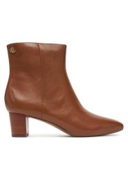 LAUREN RALPH LAUREN Botki 802974503001 Brązowy. Brązowe botki damskie Lauren Ralph Lauren, bez wzorów, ze skóry, bez obcasa, na słupku, bez zapięcia. Za 589.99 zł.