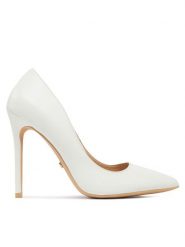 DeeZee Szpilki HT92831-41 Biały. Białe szpilki damskie DeeZee, bez wzorów, ze skóry, bez obcasa, na szpilce, bez zapięcia. Za 139.99 zł.