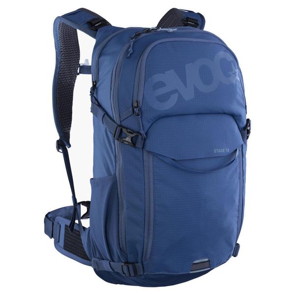 Plecak rowerowy Evoc Stage 18 - denim. Niebieskie plecaki męskie EVOC, bez wzorów, z denimu. Za 655.00 zł.
