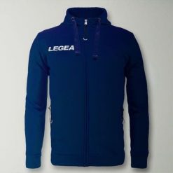 Bluza Junior Sarajevo Full Zip do biegania niebieska. Niebieskie bluzy damskie Legea, bez wzorów, z bawełny, sportowe, bez ramiączek, z kapturem. Za 180.00 zł.