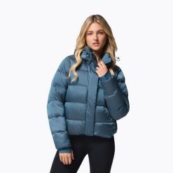 Kurtka puchowa damska Columbia Amaze Puff Hooded. Niebieskie kurtki sportowe damskie Columbia, bez wzorów, z puchu, bez ramiączek, bez kaptura, trekkingowe. Za 779.99 zł.