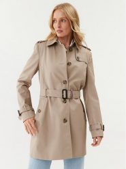 Tommy Hilfiger Trencz Heritage Single WW0WW24966 Beżowy Regular Fit. Brązowe płaszcze damskie Tommy Hilfiger, xxl, bez wzorów, z bawełny, bez kołnierzyka, bez kaptura. Za 899.99 zł.