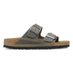 Klapki męskie BIRKENSTOCK ARIZONA LEOI FADED KHAKI. Zielone klapki męskie Birkenstock, bez wzorów, ze skóry, bez zapięcia. Za 419.99 zł.