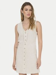 ONLY Sukienka codzienna Siesta 15357797 Beżowy jasny Regular Fit. Brązowe sukienki damskie ONLY, na co dzień, xs, bez wzorów, z wiskozy, bez kołnierzyka, bez ramiączek, proste. Za 149.99 zł.