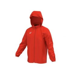 Kurtka wiatrówka piłkarska Kipsta Essential Club 50. Czerwone kurtki męskie KIPSTA, xl, bez wzorów, z materiału, sportowe, bez kaptura. Za 69.99 zł.