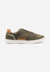 Zielone Buty Sportowe z Przeszyciami Nanivaia. Zielone buty sportowe męskie Born2be, bez wzorów, bez zapięcia. Za 69.99 zł.