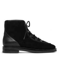 Trzewiki Balagan. Czarne botki damskie BALAGAN, bez wzorów, bez obcasa, na płaskiej podeszwie, bez zapięcia. Za 749.99 zł.