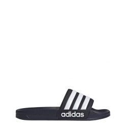Klapki męskie basenowe Adidas ADILETTE. Białe klapki męskie Adidas, bez wzorów, z materiału, bez zapięcia. Za 119.00 zł.