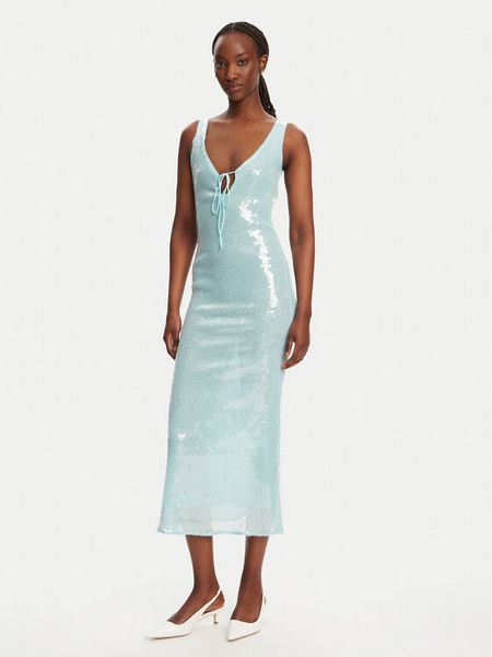 Bardot Sukienka koktajlowa Isha Sequin 59272DB Turkusowy Slim Fit. Niebieskie sukienki damskie Bardot, bez wzorów, z syntetyku, wizytowe, bez kołnierzyka, bez ramiączek. Za 359.99 zł.