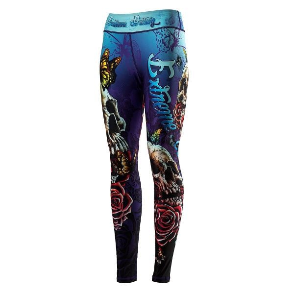 Legginsy sportowe damskie EXTREME HOBBY SKULL 2. Niebieskie legginsy damskie EXTREME HOBBY, s, bez wzorów, z elastanu, do biegania. Za 229.00 zł.