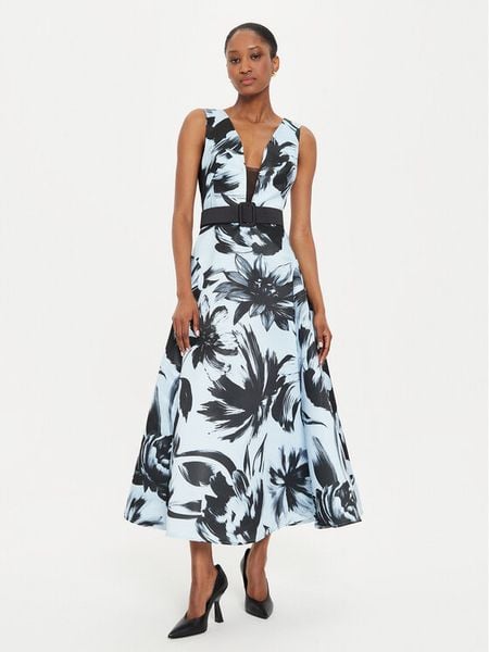 Rinascimento Sukienka wieczorowa CFC0120634003 Niebieski Regular Fit. Niebieskie sukienki damskie Rinascimento, s, bez wzorów, z syntetyku, wizytowe, bez kołnierzyka, bez ramiączek. Za 399.99 zł.