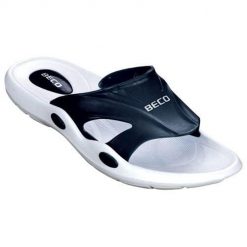 Klapki damskie Beco biało-czarne. Białe klapki damskie 47 Brand, bez wzorów, z materiału, bez obcasa, bez zapięcia. Za 173.99 zł.