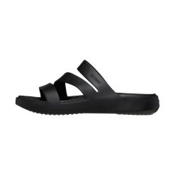 Klapki plażowe damskie Crocs Getaway Strappy. Czarne klapki damskie Crocs, bez wzorów, sportowe, bez obcasa, bez zapięcia. W wyprzedaży za 87.98 zł.