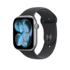 Zegarek Apple Seria 11 GPS Aluminium Szary Czosnkowy. Czarne, cyfrowe zegarki męskie Apple, bez wzorów. Za 3,139.75 zł.