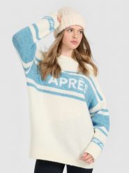 4F Sweter loose damski - beżowy L. Brązowe swetry nierozpinane damskie 4F, l, bez wzorów, z wełny, bez kołnierzyka, bez ramiączek. Za 299.99 zł.