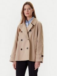 Tommy Hilfiger Trencz WW0WW45618 Beżowy Regular Fit. Brązowe płaszcze damskie Tommy Hilfiger, bez wzorów, z bawełny, bez kołnierzyka, bez kaptura. Za 959.99 zł.