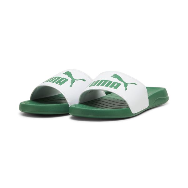 Klapki męskie Puma Popcat 20. Zielone klapki męskie Puma, bez wzorów, z materiału, bez zapięcia. Za 129.00 zł.