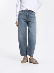 Jeansy barrel z krótszą nogawką - indigo jeans. Niebieskie jeansy damskie Reserved, bez wzorów, z bawełny, krótkie. Za 129.99 zł.
