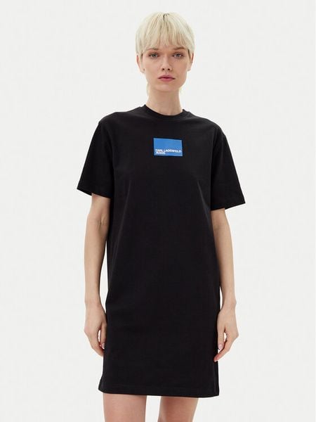 Karl Lagerfeld Jeans Sukienka codzienna A2W13028 Czarny Regular Fit. Czarne sukienki damskie Karl Lagerfeld Jeans, na co dzień, xs, bez wzorów, z bawełny, bez kołnierzyka, bez ramiączek, proste. Za 229.99 zł.