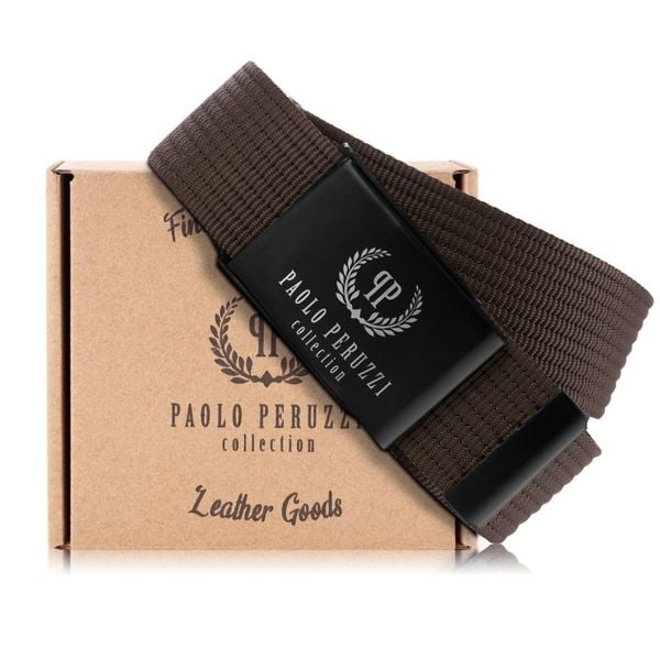 Pasek parciany PAOLO PERUZZI PW-26-115 brązowy. Brązowe paski męskie Paolo Peruzzi, z jeansu. Za 32.30 zł.